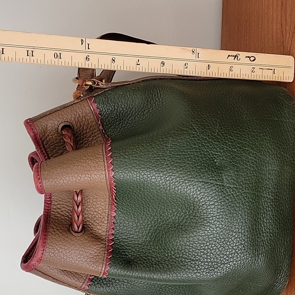 Dooney & Bourke Vintage Teton Drawstring Bucket Bag Green Drawstring - Picture 8 of 14